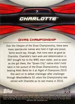 2016 Topps WWE Divas Revolution - Historic Women's Champions #7 Charlotte Back