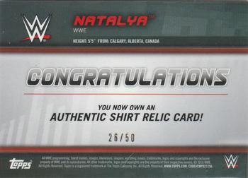 2016 Topps WWE Divas Revolution - Shirt Relics Silver #NNO Natalya Back