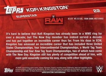 2017 Topps WWE #22a Kofi Kingston Back