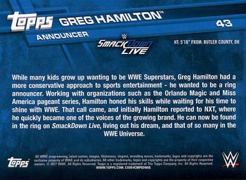 2017 Topps WWE #43 Greg Hamilton Back