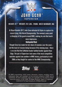 2017 Topps WWE Undisputed #1 John Cena Back
