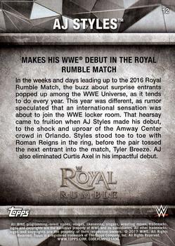 2017 Topps WWE Road To Wrestlemania - Bronze #12 AJ Styles Back