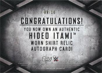 2017 Topps WWE Road To Wrestlemania - Autograph Shirt Relics #NNO Hideo Itami Back