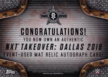 2017 Topps WWE Road To Wrestlemania - Autographed NXT Takeover: Dallas Mat Relics #NNO Asuka Back