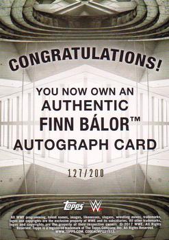 2017 Topps WWE Road To Wrestlemania - Autographs #NNO Finn Bálor Back