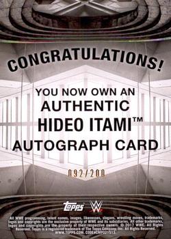 2017 Topps WWE Road To Wrestlemania - Autographs #NNO Hideo Itami Back