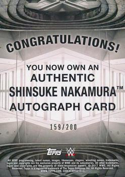2017 Topps WWE Road To Wrestlemania - Autographs #NNO Shinsuke Nakamura Back
