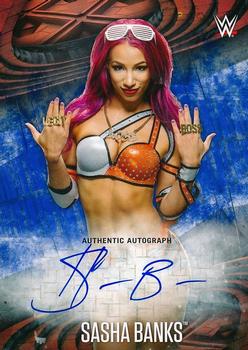 2017 Topps WWE Road To Wrestlemania - Autographs Blue #NNO Sasha Banks Front