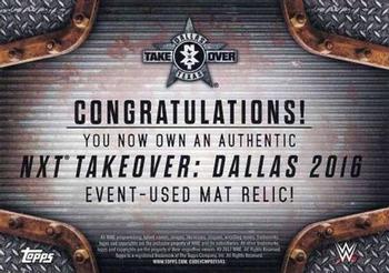 2017 Topps WWE Road To Wrestlemania - NXT Takeover: Dallas Mat Relics #NNO Shinsuke Nakamura Back