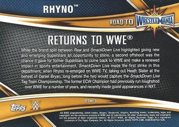 2017 Topps WWE Road To Wrestlemania - Road to Wrestlemania 33 #RTW-3 Rhyno Back