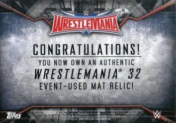 2017 Topps WWE Road To Wrestlemania - WrestleMania 32 Mat Relics #NNO Charlotte Back
