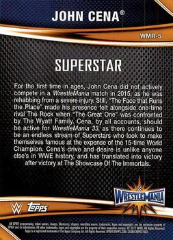 2017 Topps WWE Road To Wrestlemania - WrestleMania 33 Roster #WMR-5 John Cena Back