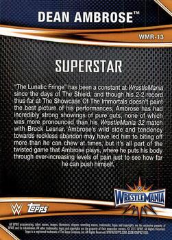 2017 Topps WWE Road To Wrestlemania - WrestleMania 33 Roster #WMR-13 Dean Ambrose Back