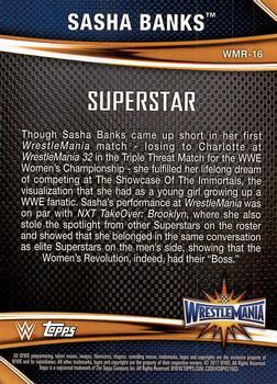 2017 Topps WWE Road To Wrestlemania - WrestleMania 33 Roster #WMR-16 Sasha Banks Back