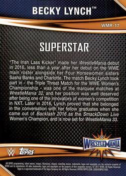 2017 Topps WWE Road To Wrestlemania - WrestleMania 33 Roster #WMR-17 Becky Lynch Back