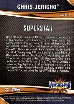 2017 Topps WWE Road To Wrestlemania - WrestleMania 33 Roster #WMR-18 Chris Jericho Back