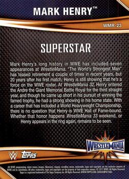 2017 Topps WWE Road To Wrestlemania - WrestleMania 33 Roster #WMR-23 Mark Henry Back