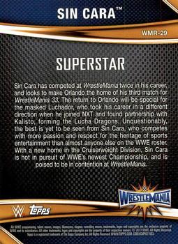 2017 Topps WWE Road To Wrestlemania - WrestleMania 33 Roster #WMR-29 Sin Cara Back