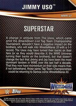 2017 Topps WWE Road To Wrestlemania - WrestleMania 33 Roster #WMR-37 Jimmy Uso Back