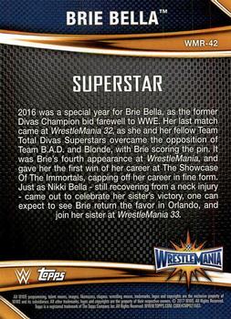 2017 Topps WWE Road To Wrestlemania - WrestleMania 33 Roster #WMR-42 Brie Bella Back