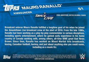 2017 Topps WWE - Bronze #51 Mauro Ranallo Back