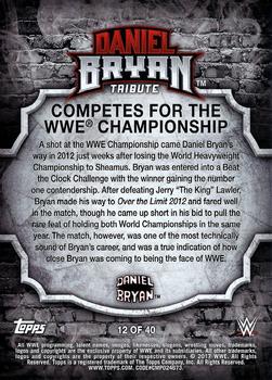 2017 Topps WWE - Daniel Bryan Tribute Part 2 #12 Competes for the WWE Championship Back