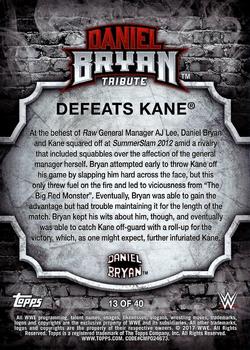2017 Topps WWE - Daniel Bryan Tribute Part 2 #13 Defeats Kane Back