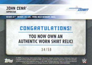 2017 Topps WWE - Shirt Relics Blue #NNO John Cena Back