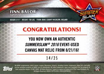 2017 Topps WWE - SummerSlam 2016 Mat Relics Silver #NNO Finn Balor Back
