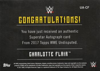 2017 Topps WWE Undisputed - Autographs #UA-CF Charlotte Flair Back