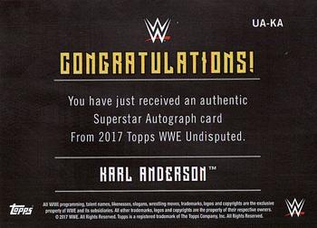 2017 Topps WWE Undisputed - Autographs #UA-KA Karl Anderson Back