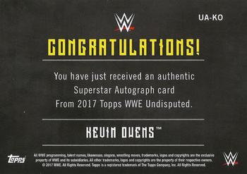 2017 Topps WWE Undisputed - Autographs #UA-KO Kevin Owens Back