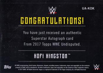 2017 Topps WWE Undisputed - Autographs #UA-KOK Kofi Kingston Back