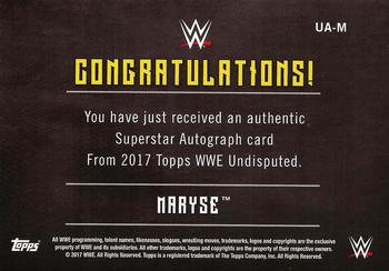 2017 Topps WWE Undisputed - Autographs #UA-M Maryse Back
