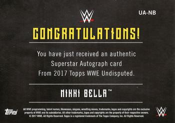 2017 Topps WWE Undisputed - Autographs #UA-NB Nikki Bella Back