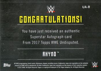 2017 Topps WWE Undisputed - Autographs #UA-R Rhyno Back