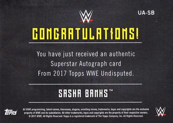 2017 Topps WWE Undisputed - Autographs #UA-SB Sasha Banks Back