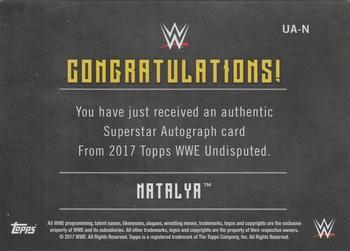 2017 Topps WWE Undisputed - Autographs Bronze #UA-N Natalya Back