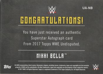 2017 Topps WWE Undisputed - Autographs Bronze #UA-NB Nikki Bella Back