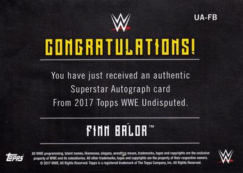 2017 Topps WWE Undisputed - Autographs Silver #UA-FB Finn Balor Back