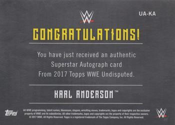 2017 Topps WWE Undisputed - Autographs Green #UA-KA Karl Anderson Back