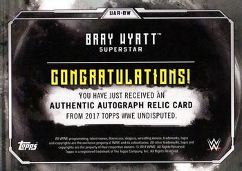 2017 Topps WWE Undisputed - Autograph Relics Gold #UAR-BW Bray Wyatt Back