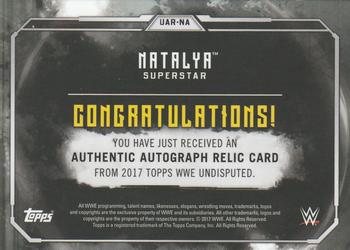 2017 Topps WWE Undisputed - Autograph Relics Gold #UAR-NA Natalya Back