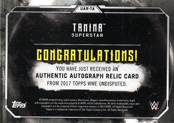 2017 Topps WWE Undisputed - Autograph Relics Gold #UAR-T Tamina Back