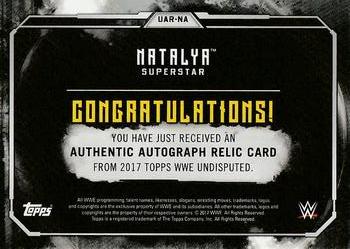 2017 Topps WWE Undisputed - Autograph Relics Red #UAR-NA Natalya Back