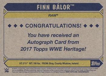 2017 Topps WWE Heritage - Autographs Bronze #NNO Finn Bálor Back