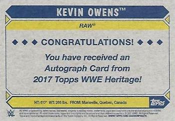 2017 Topps WWE Heritage - Autographs Bronze #NNO Kevin Owens Back