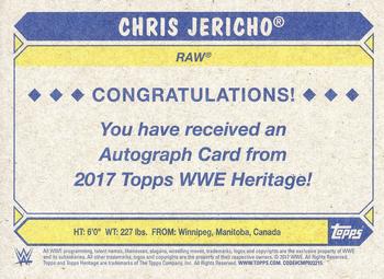 2017 Topps WWE Heritage - Autographs Silver #NNO Chris Jericho Back