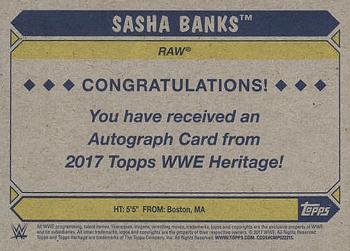 2017 Topps WWE Heritage - Autographs Silver #NNO Sasha Banks Back