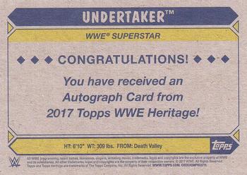 2017 Topps WWE Heritage - Autographs Silver #NNO Undertaker Back
